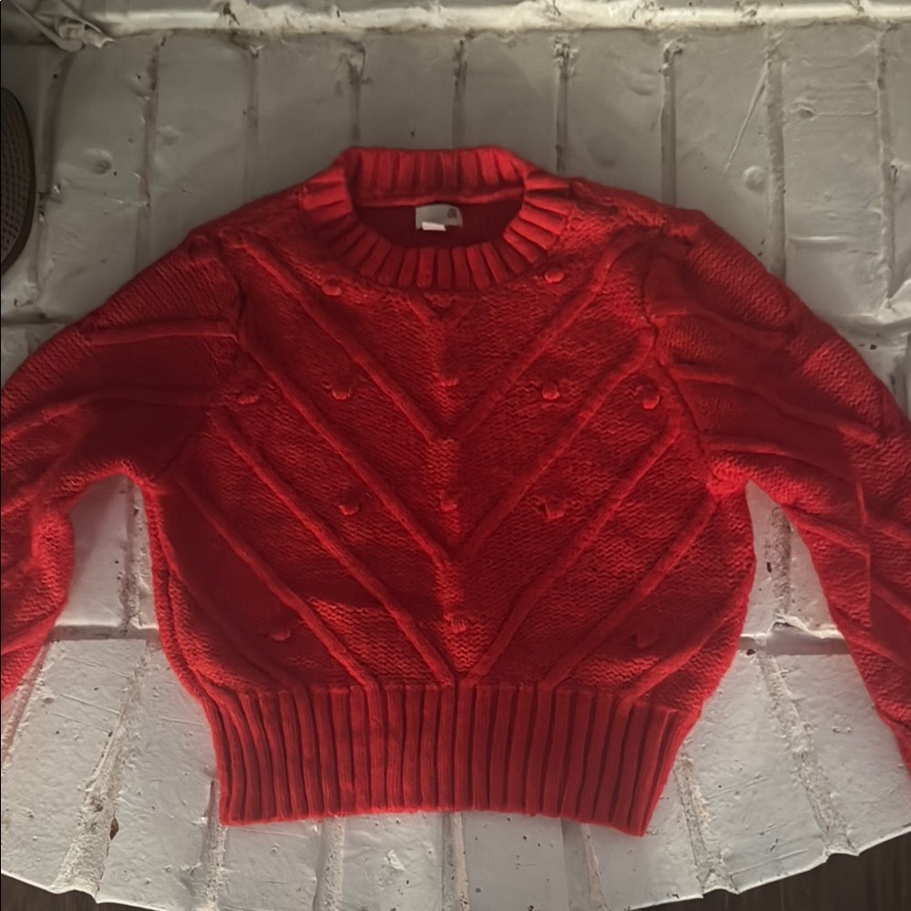 SO Women's Bright Red Crew Neck Sweater